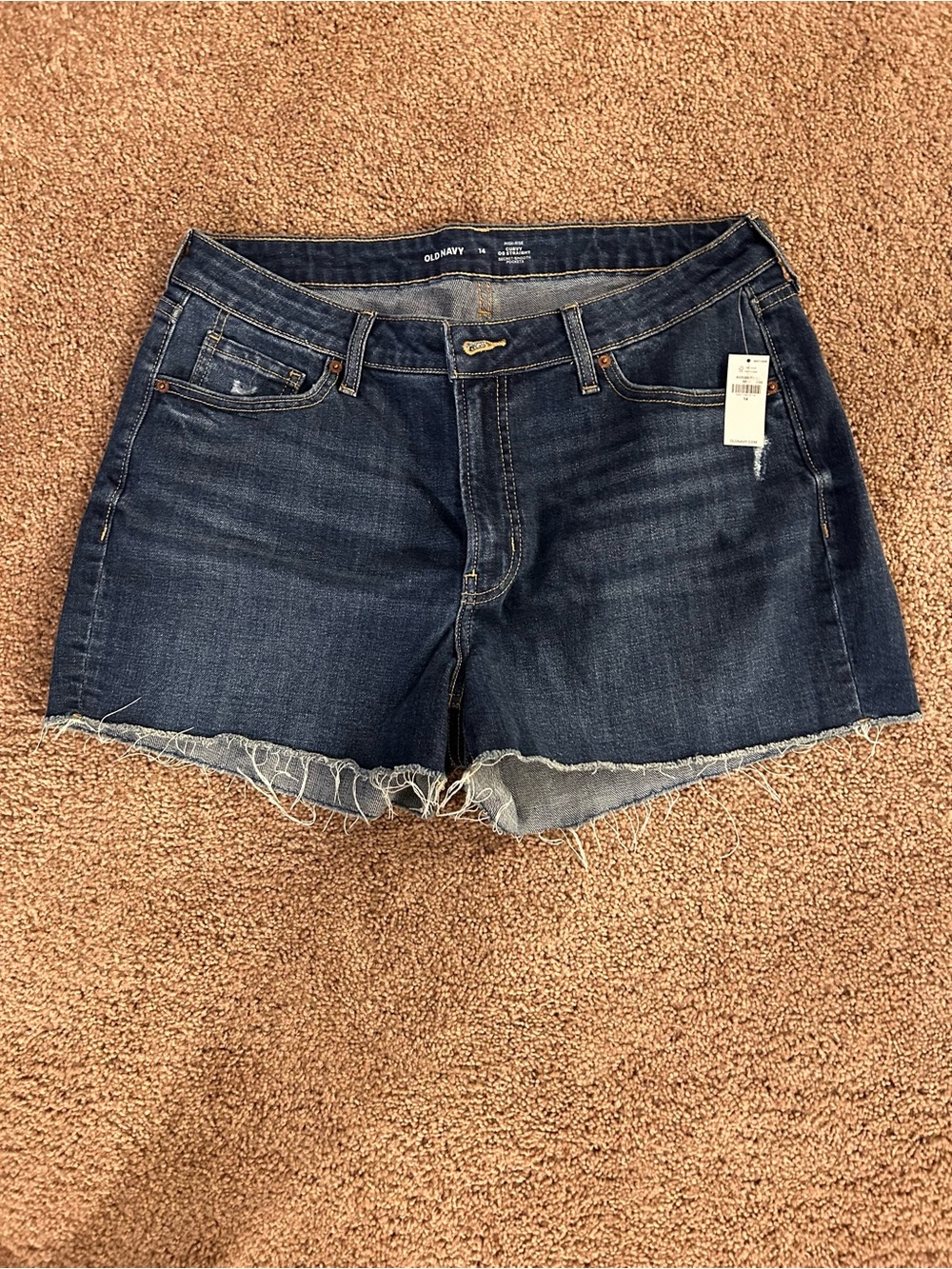 Old Navy Dark Blue Frayed Hem Jean Shorts